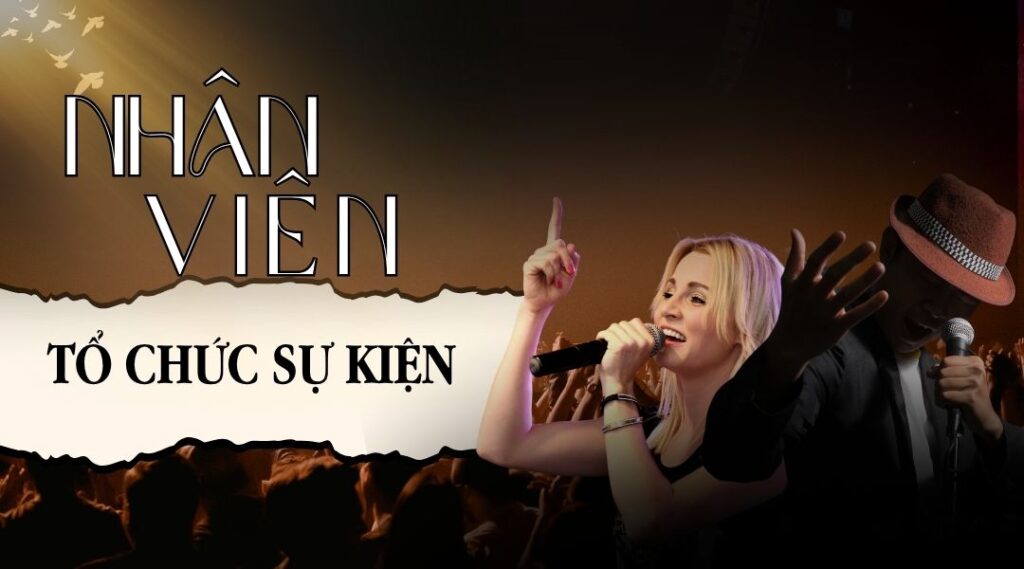 Hình ảnh nhân viên tổ chức sự kiện điều phối nghệ sĩ và chương trình