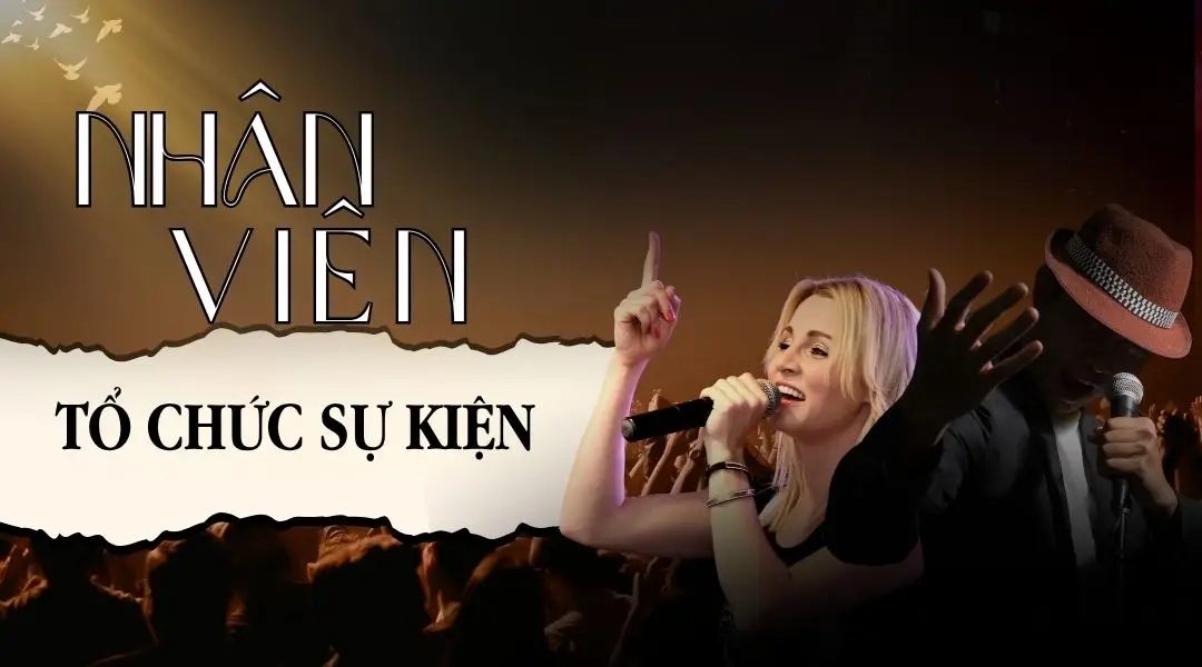 Hình ảnh nhân viên tổ chức sự kiện điều phối nghệ sĩ và chương trình